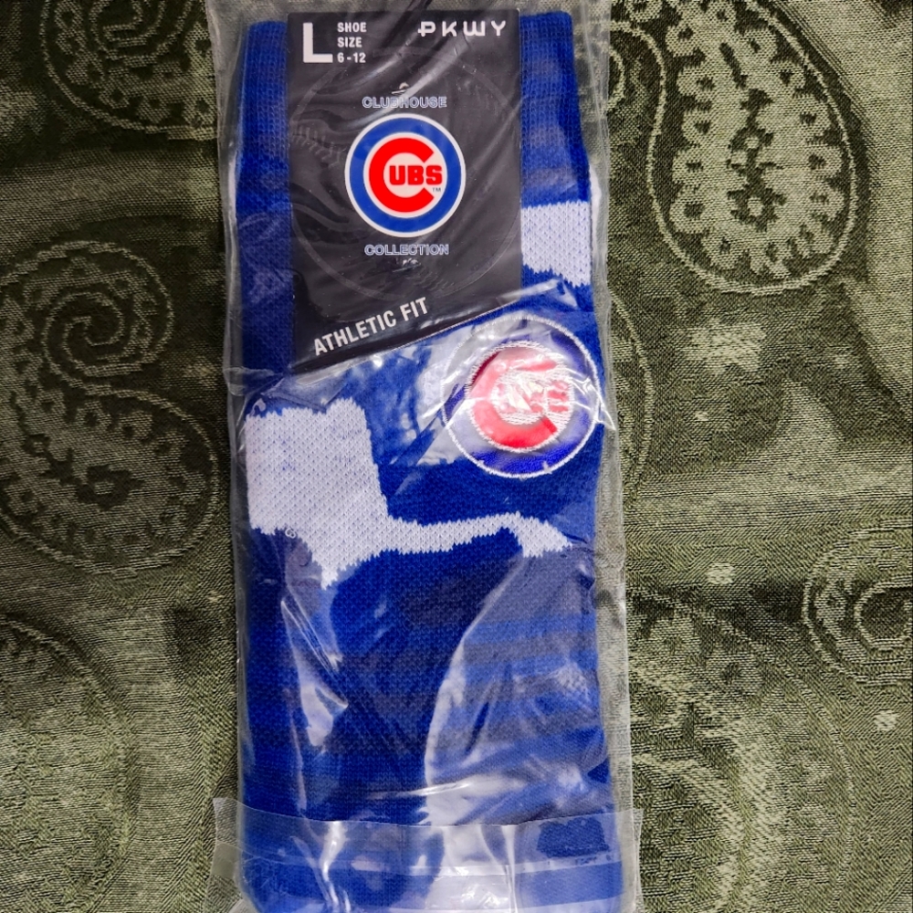 PKWY MLB Chicago Cubs Blue Camp Crew Socks, large
